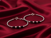 One Pair 925 Silver Nazariya Kada with Two Black Beads (ideal for Newborns to 3 years age)